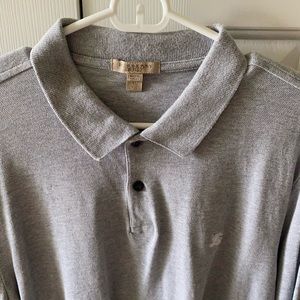 Brit Long Sleeve Pique Polo Shirt Gray